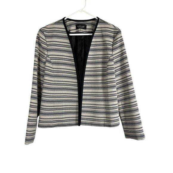 Evan Picone Jacket Women 16 Black Metallic Striped Career Neutral Minimalist 80s - Picture 1 of 11